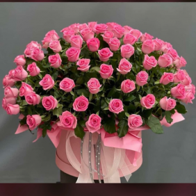 Закажите цветы в Белек 75 розовых роз в коробке
