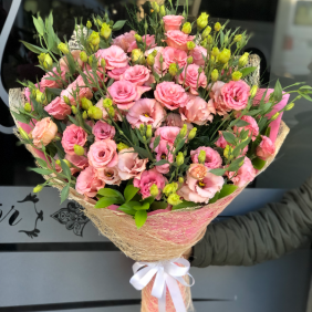  заказ цветов белек букет розового лизиантуса