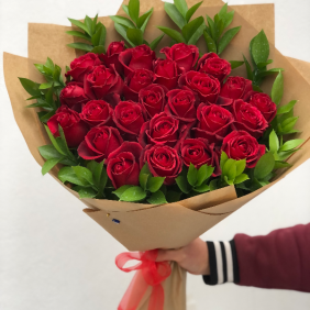  Flower Delivery Belek 25 Red Roses Bouquet 