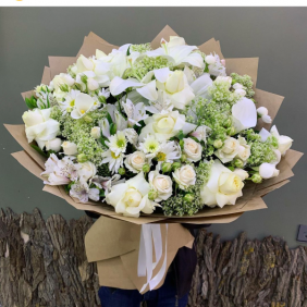  Flower Delivery Belek Mix White Flowers Bouquet 
